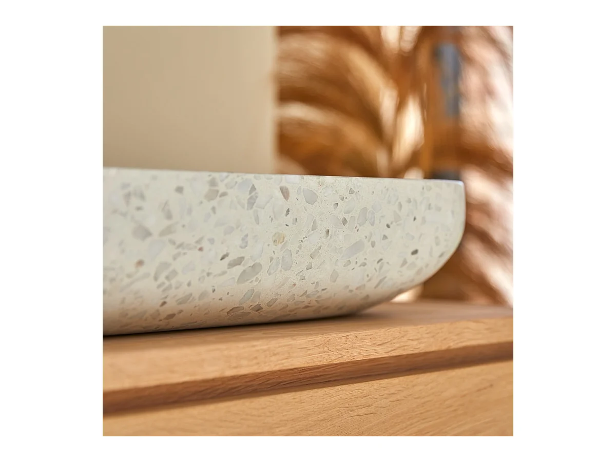 Rechteckiges Waschbecken Cilas aus Premium-Terrazzo Moon