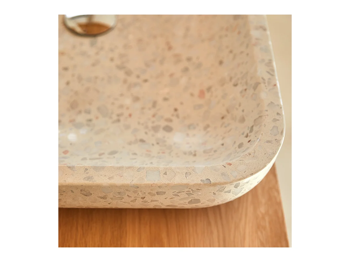 Rechteckiges Waschbecken Cilas aus Premium-Terrazzo Moon