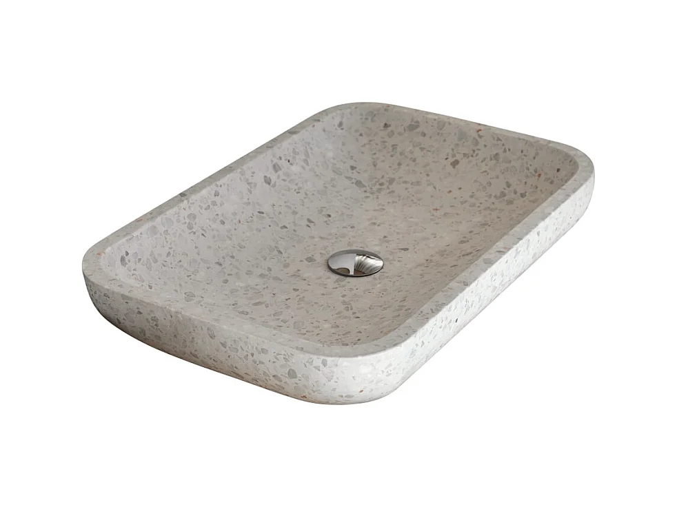 Rechteckiges Waschbecken Cilas aus Premium-Terrazzo Moon