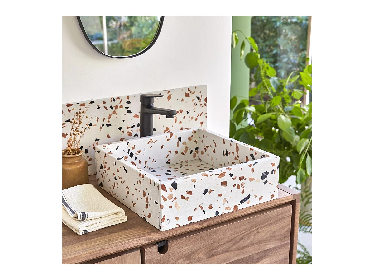 Lavabo in battuto di terrazzo premium brown Made