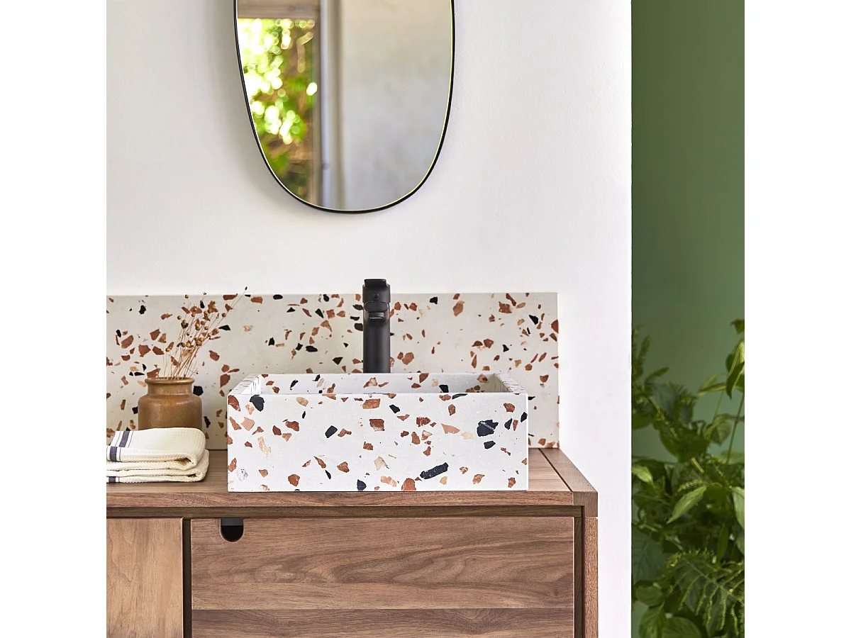 Lavabo in battuto di terrazzo premium brown Made