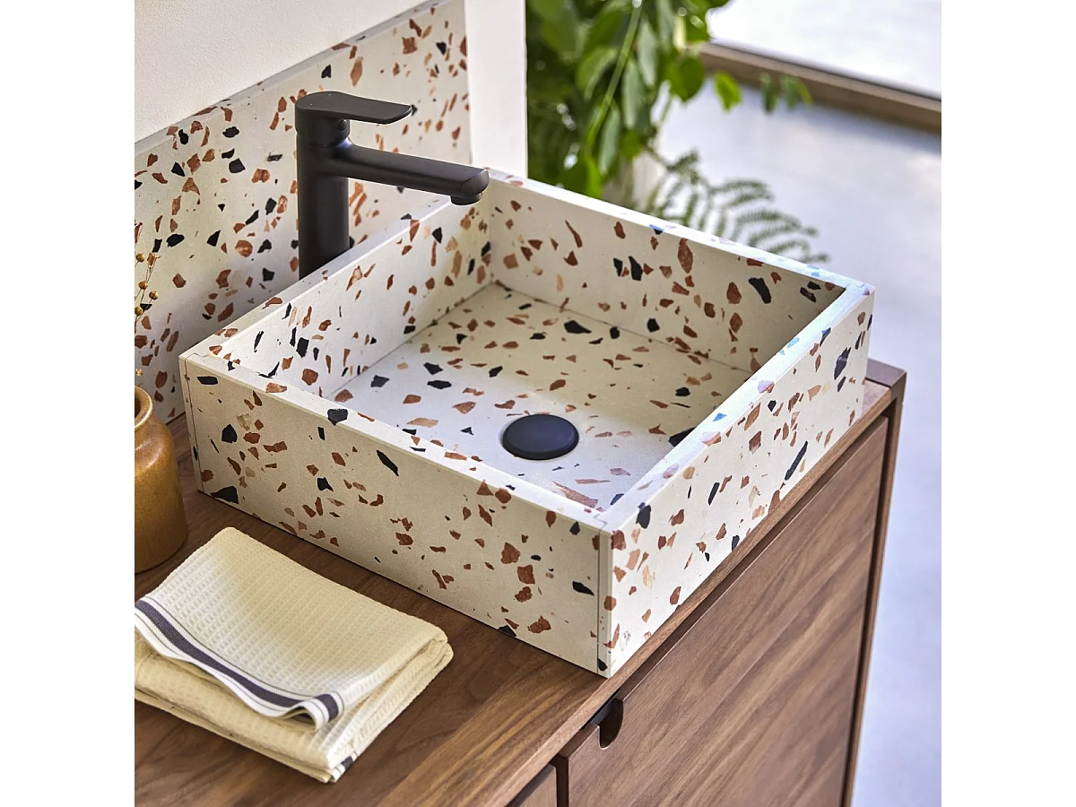 Lavabo in battuto di terrazzo premium brown Made
