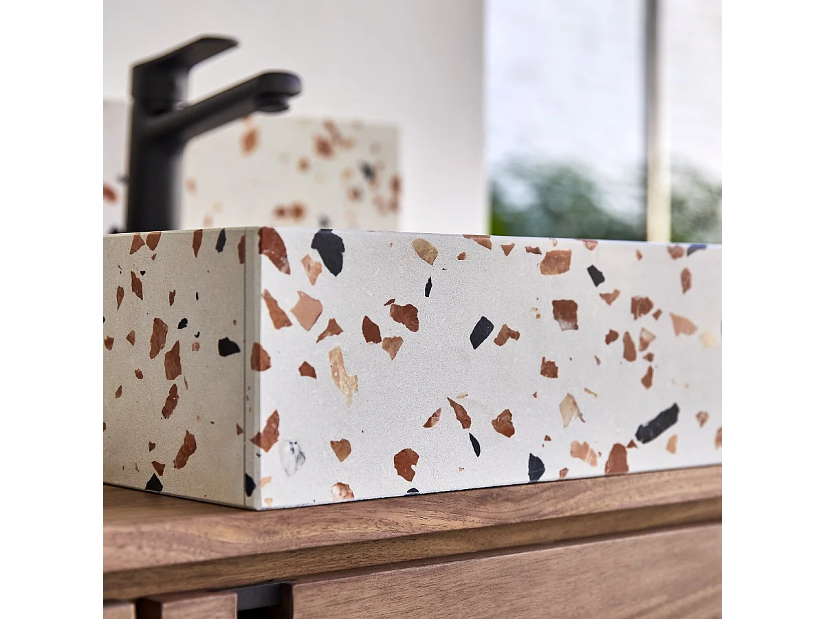 Lavabo in battuto di terrazzo premium brown Made