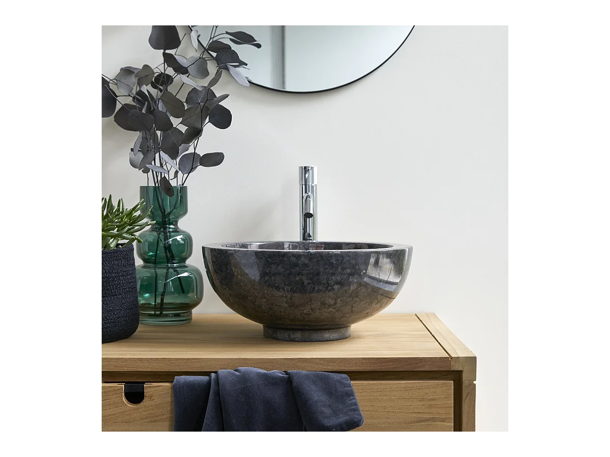 Lavabo da appoggio in marmo scuro naturale Bahya Design Tikamoon