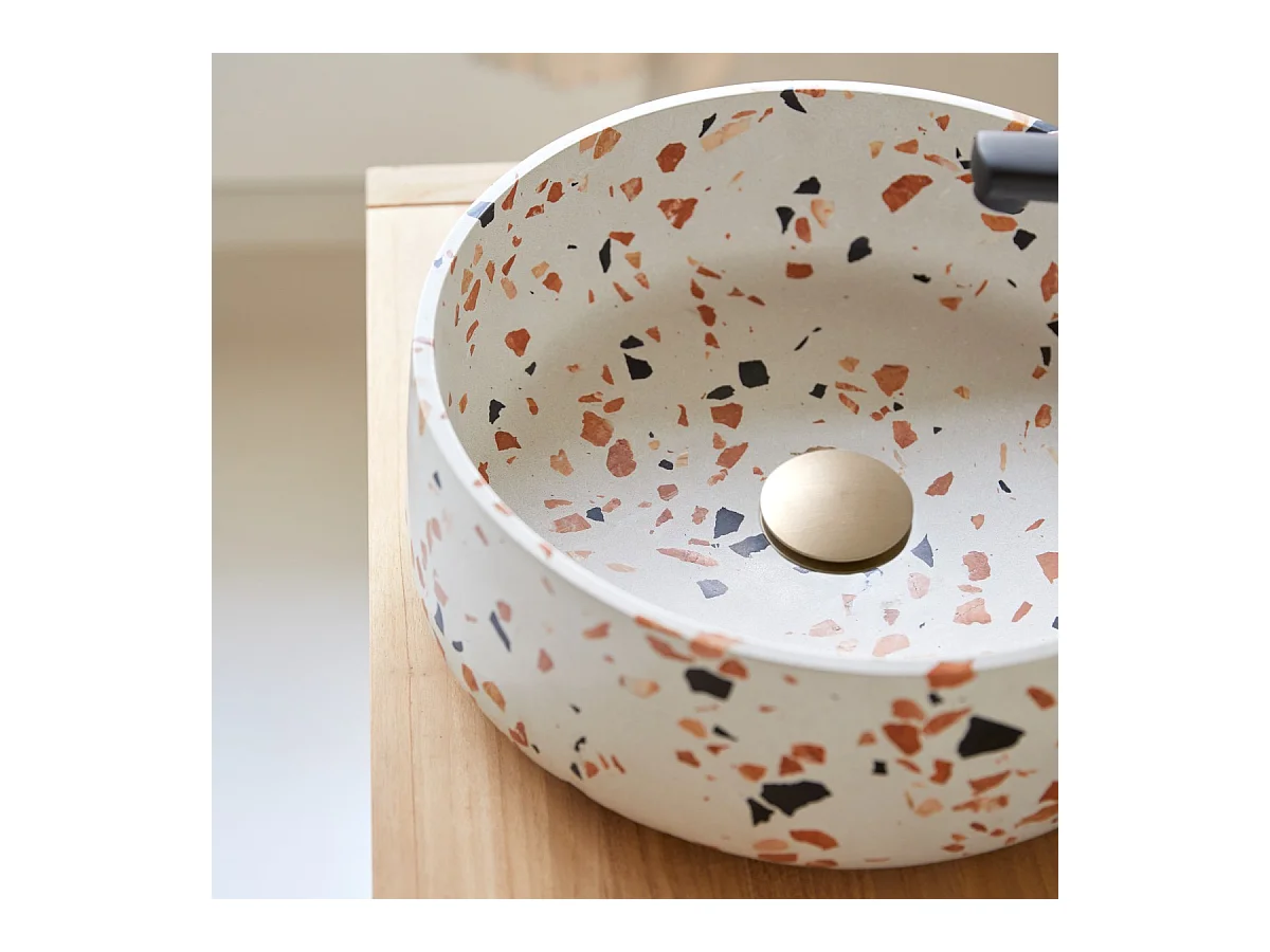 Waschbecken Milos aus Premium-Terrazzo Brown