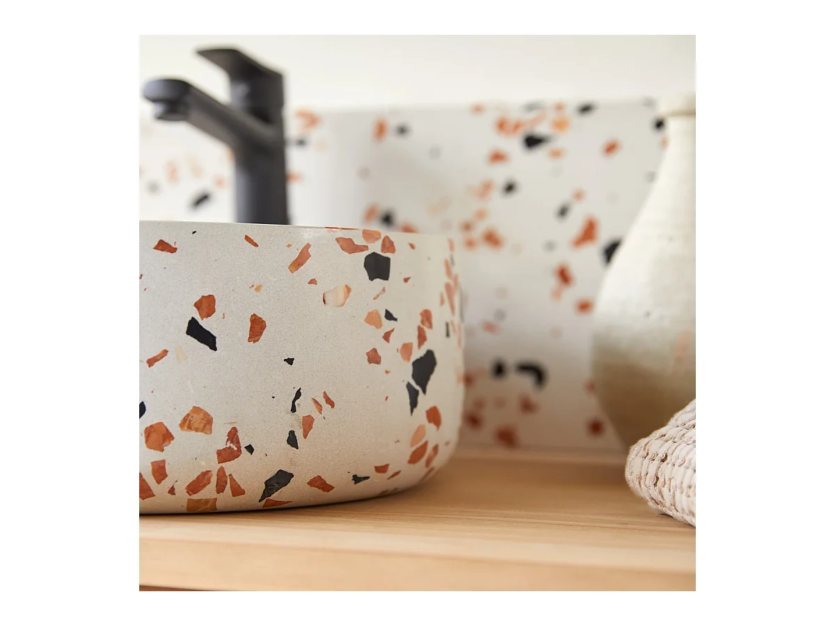 Waschbecken Milos aus Premium-Terrazzo Brown