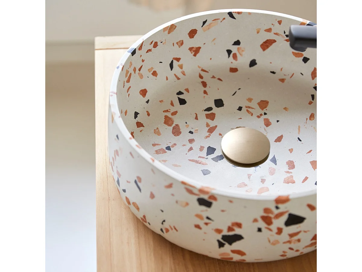 Waschbecken Milos aus Premium-Terrazzo Brown