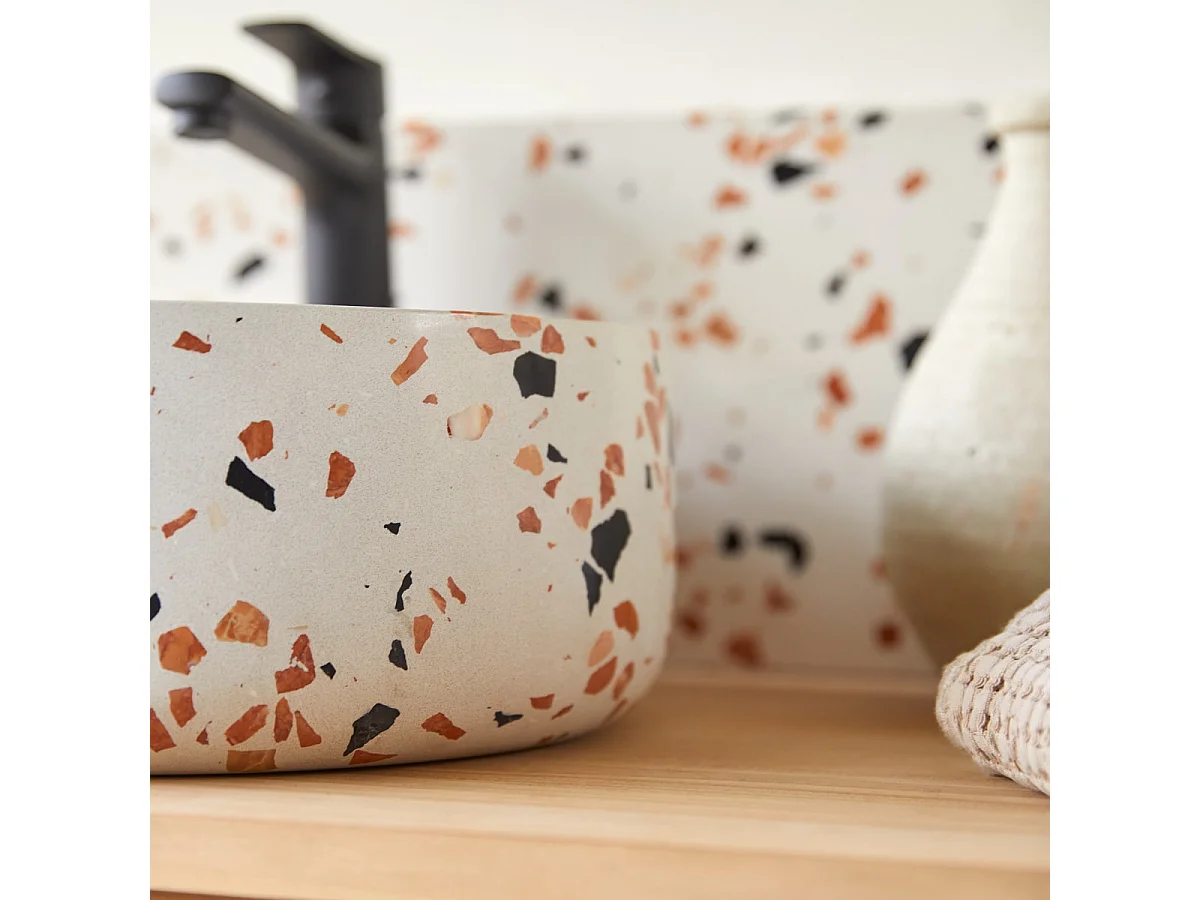 Waschbecken Milos aus Premium-Terrazzo Brown