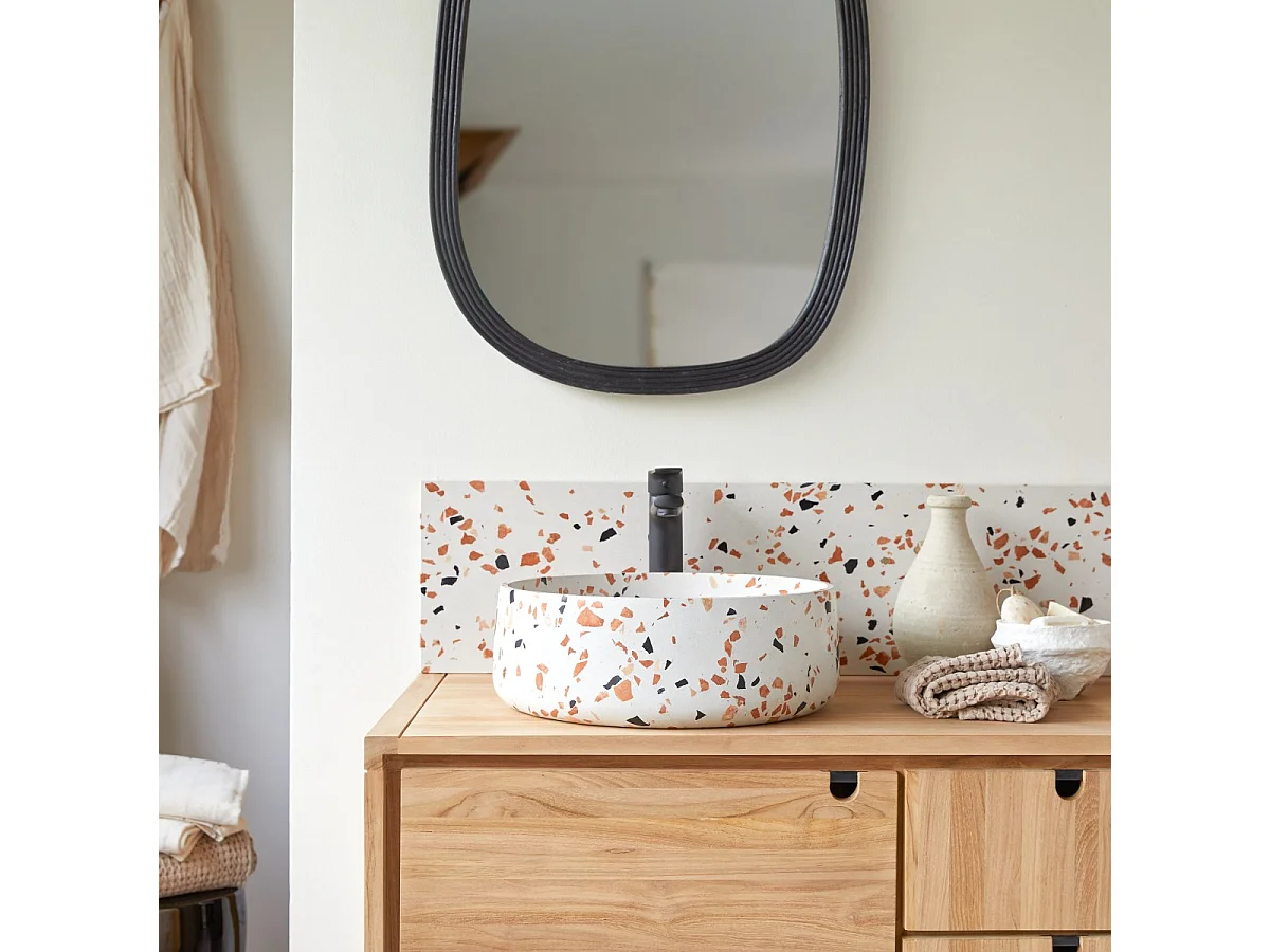 Waschbecken Milos aus Premium-Terrazzo Brown