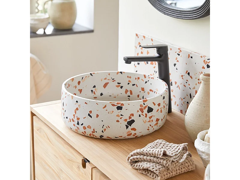 Lavabo in battuto di terrazzo premium brown Milos