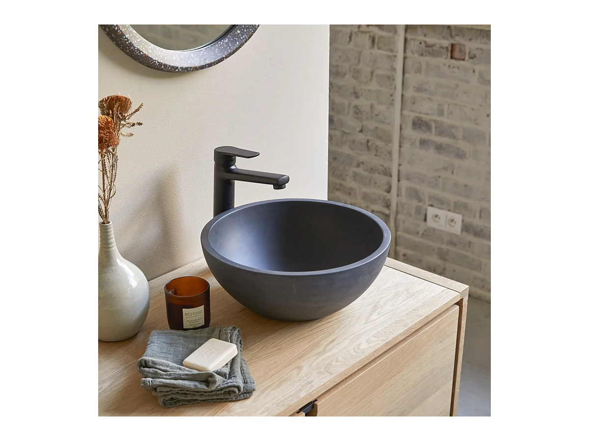 Vasque ronde en terrazzo black Micha