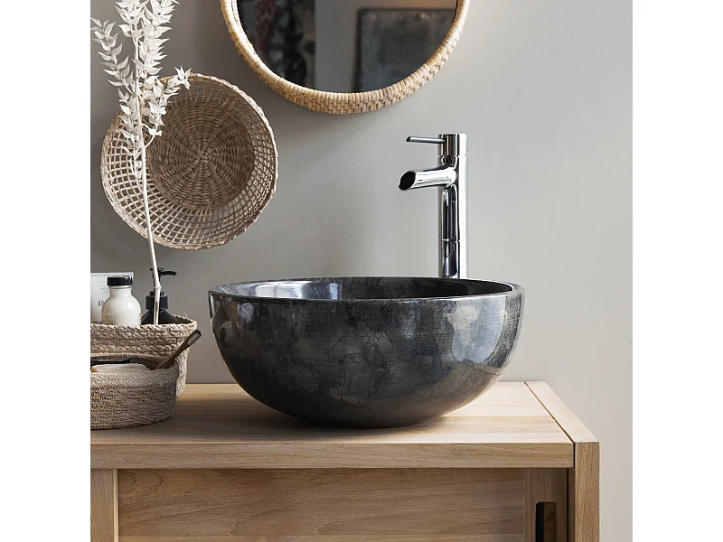 Vasque ronde en marbre Mia dark Grey