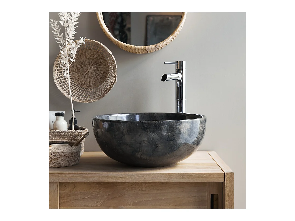Rundes Marmorwaschbecken Mia Dark Grey