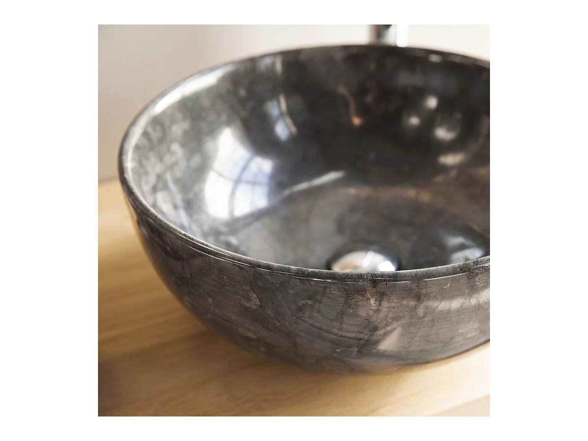 Rundes Marmorwaschbecken Mia Dark Grey
