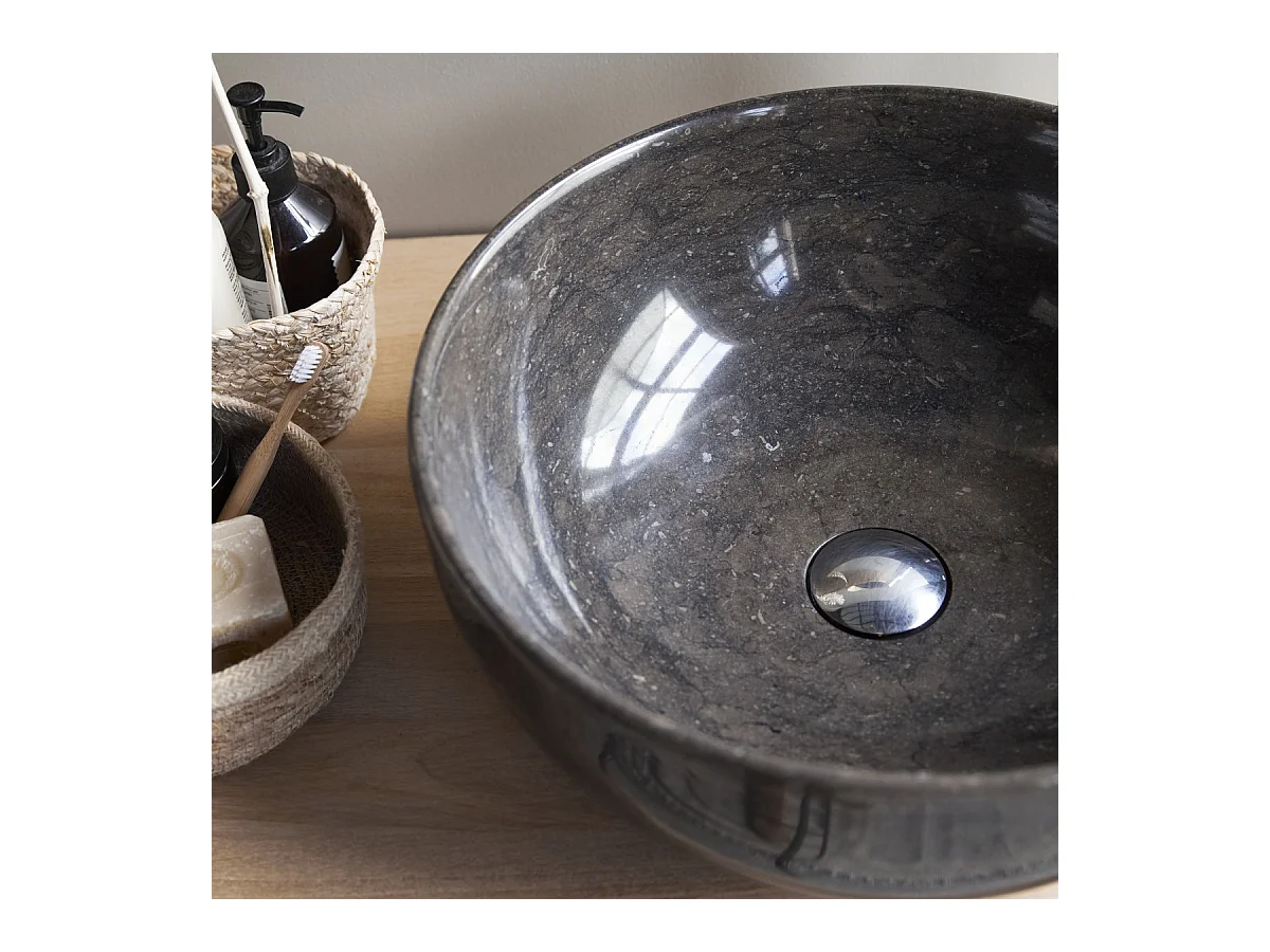 Rundes Marmorwaschbecken Mia Dark Grey