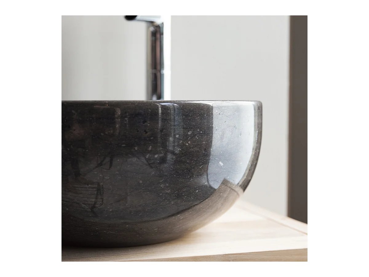 Rundes Marmorwaschbecken Mia Dark Grey