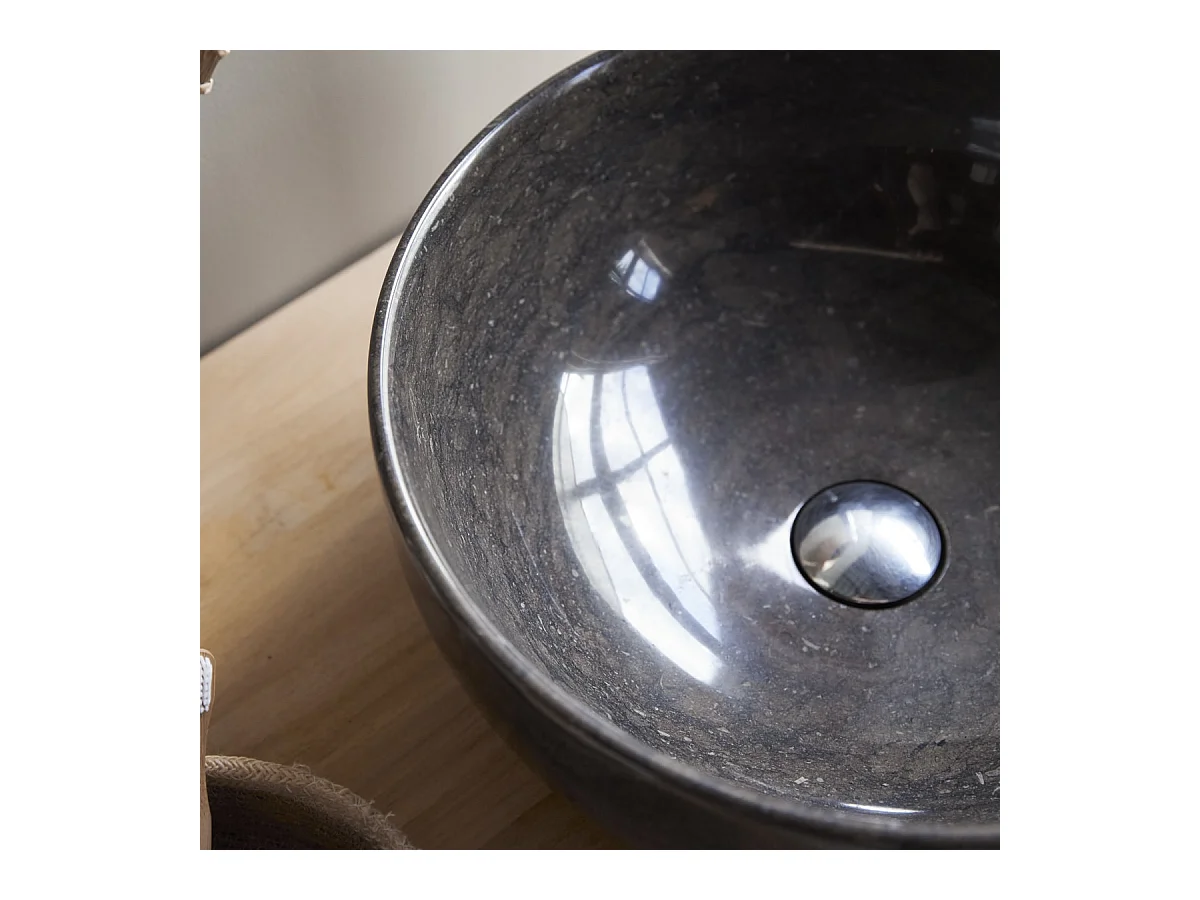 Rundes Marmorwaschbecken Mia Dark Grey