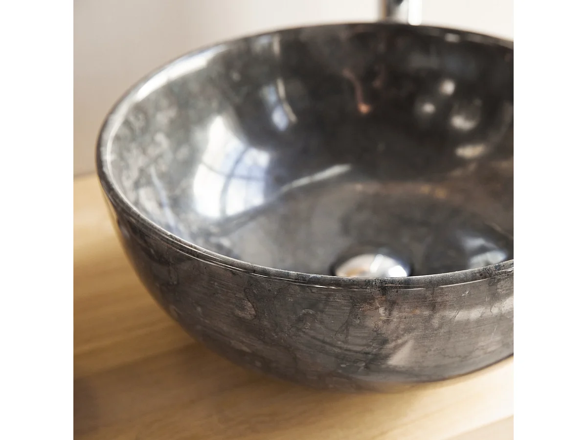 Rundes Marmorwaschbecken Mia Dark Grey