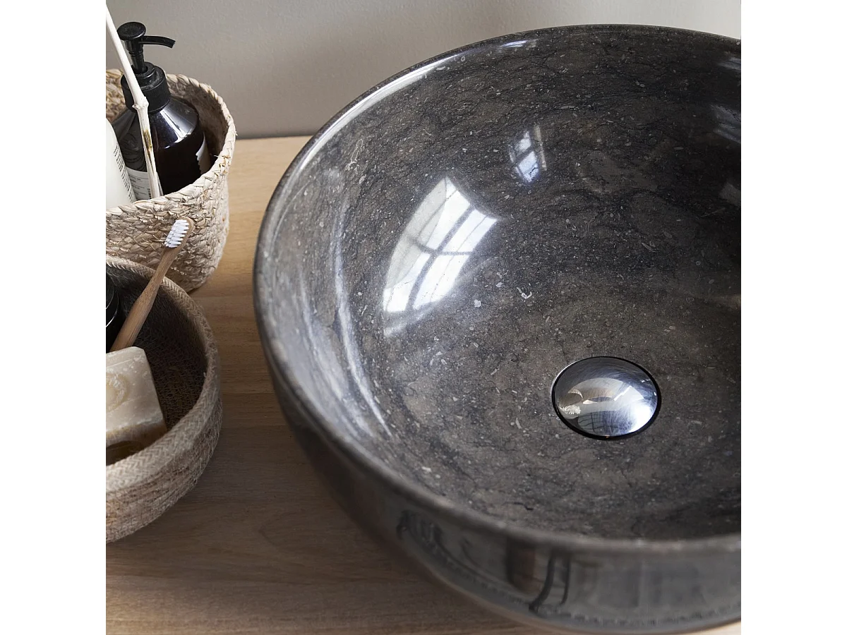 Rundes Marmorwaschbecken Mia Dark Grey