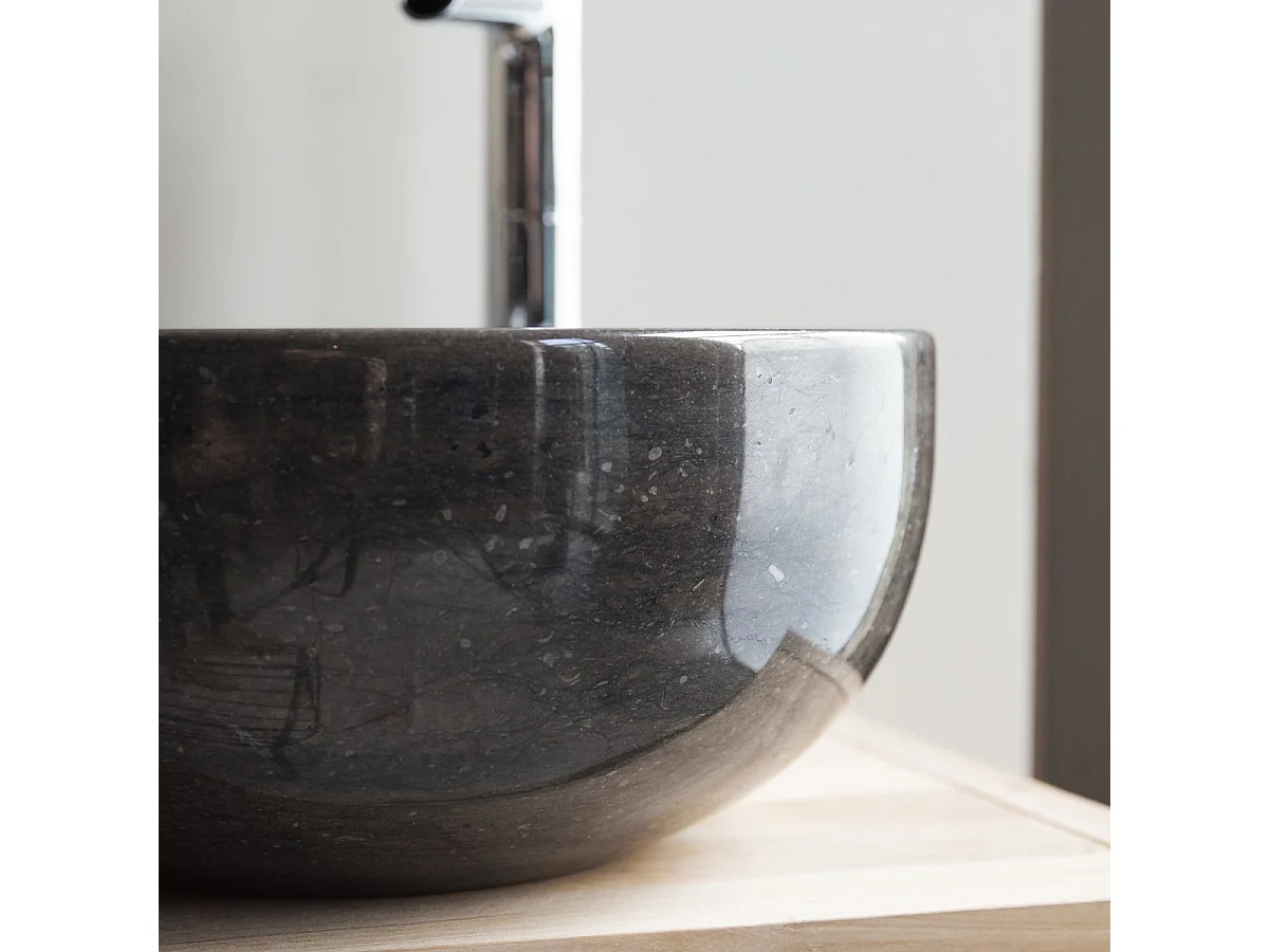 Rundes Marmorwaschbecken Mia Dark Grey