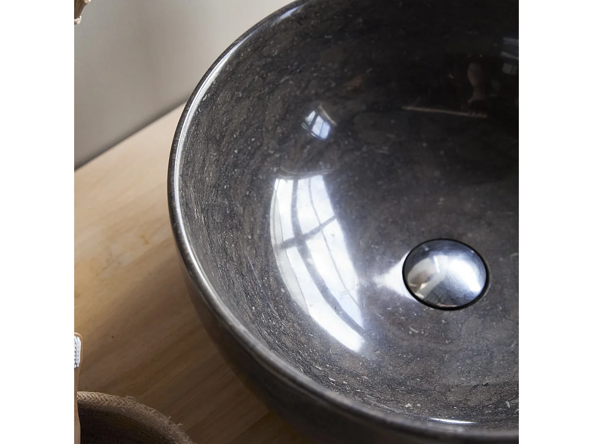 Rundes Marmorwaschbecken Mia Dark Grey