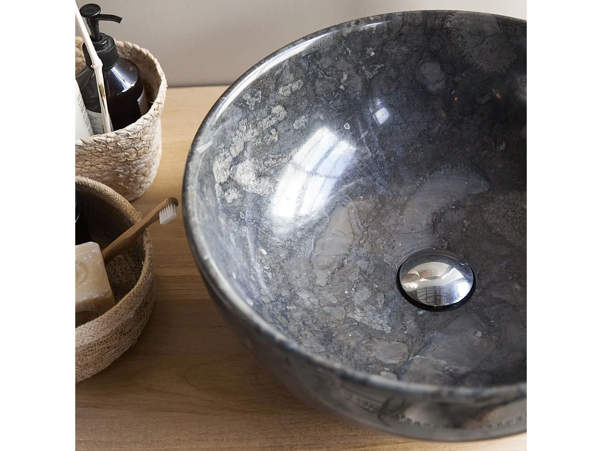 Lavandino circolare in marmo Mia dark Grey