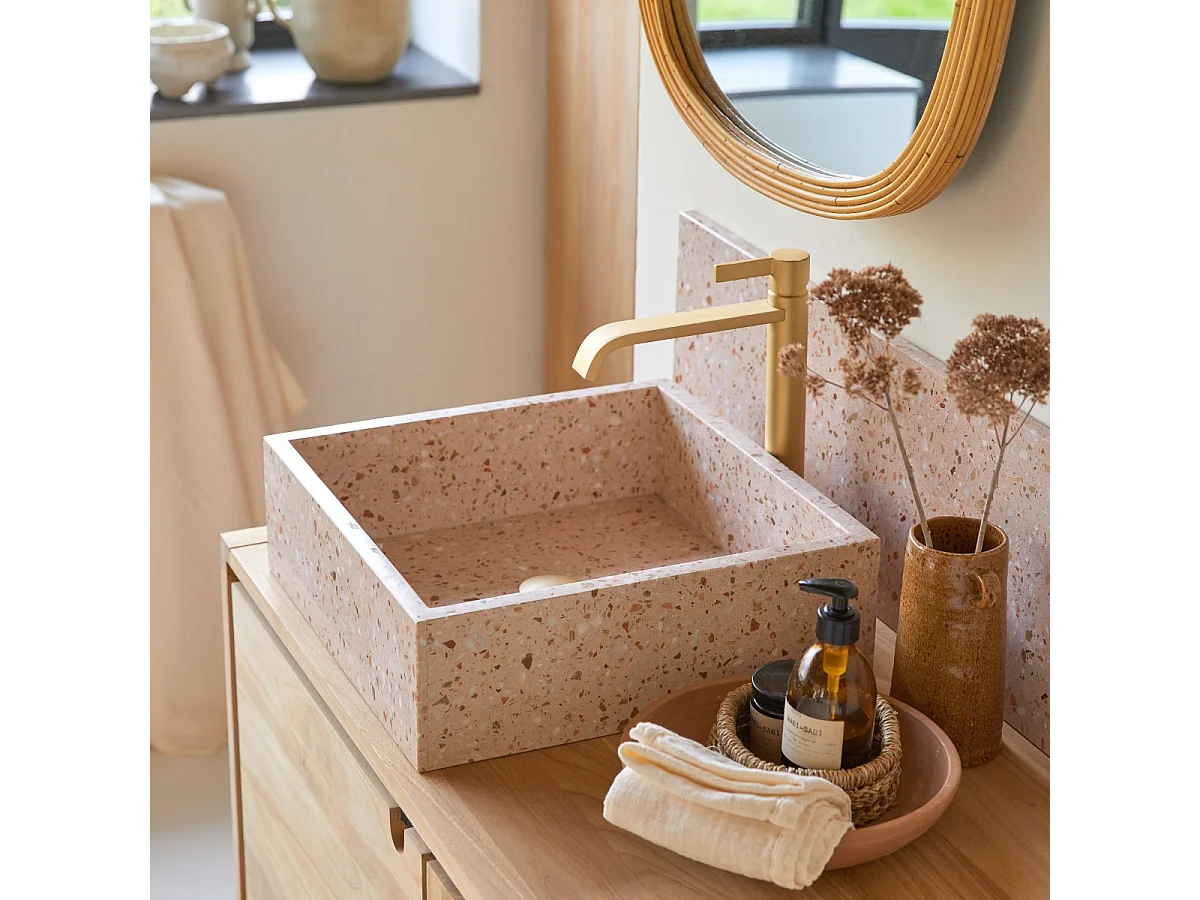 Waschbecken Made aus Premium-Terrazzo Pink
