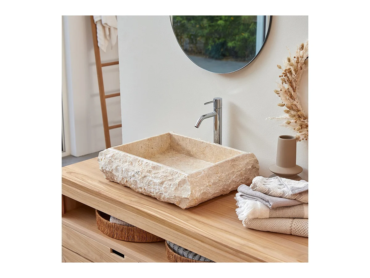 Waschbecken aus Marmor Scrula Slim cream