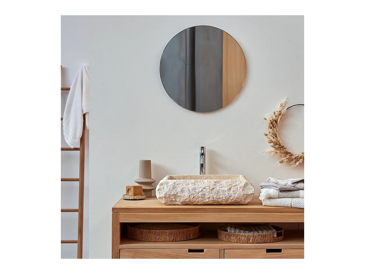 Lavabo da appoggio in marmo color crema stile naturale Tikamoon