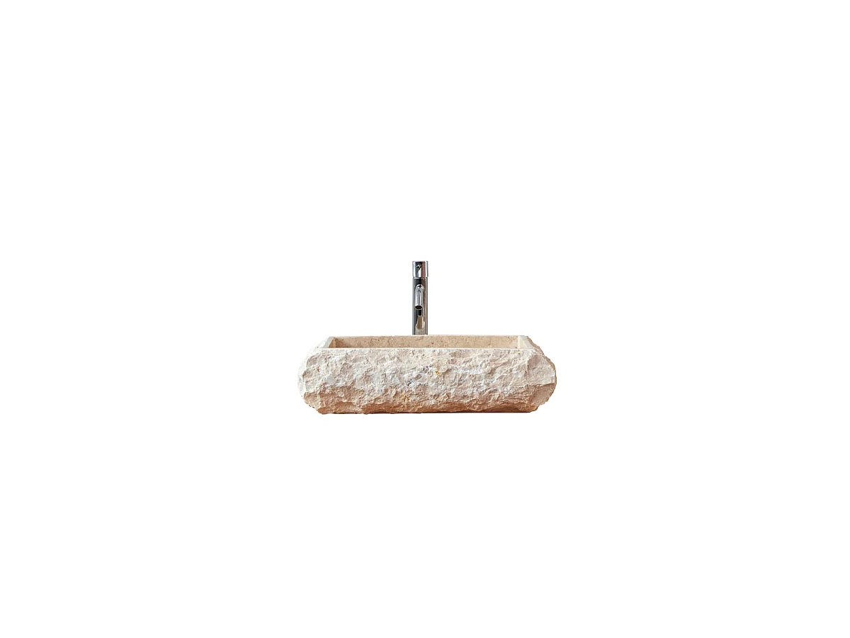 Lavabo da appoggio in marmo color crema stile naturale Tikamoon