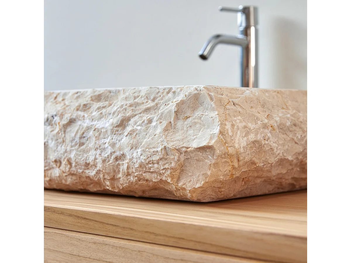 Lavabo da appoggio in marmo color crema stile naturale Tikamoon