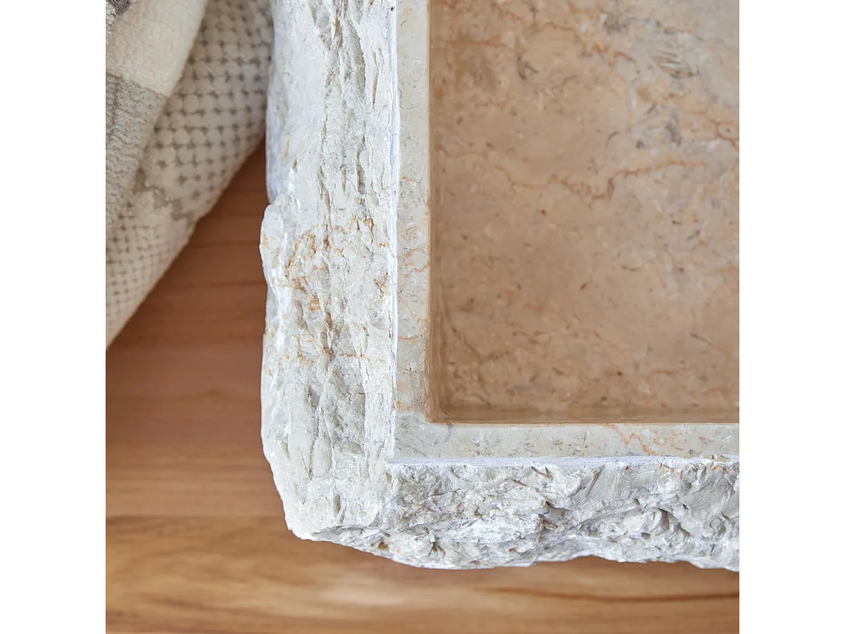 Lavabo da appoggio in marmo color crema stile naturale Tikamoon