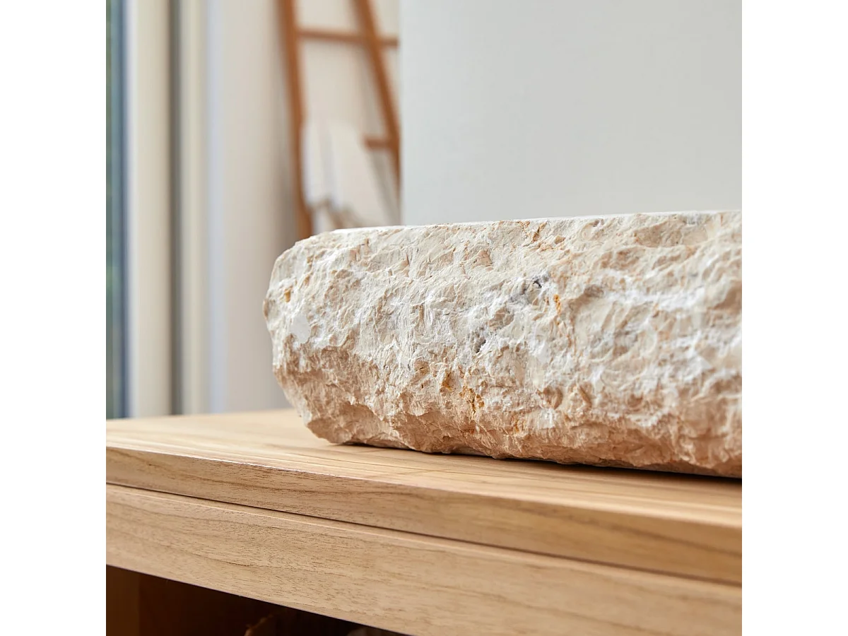 Lavabo da appoggio in marmo color crema stile naturale Tikamoon