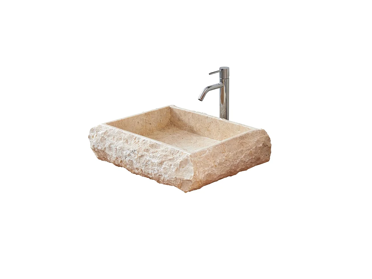 Lavabo da appoggio in marmo color crema stile naturale Tikamoon