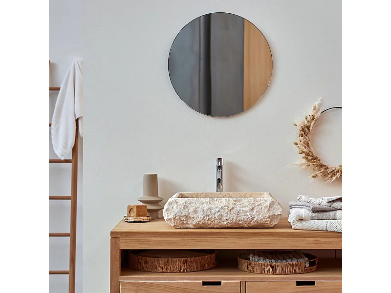 Lavabo da appoggio in marmo color crema stile naturale Tikamoon