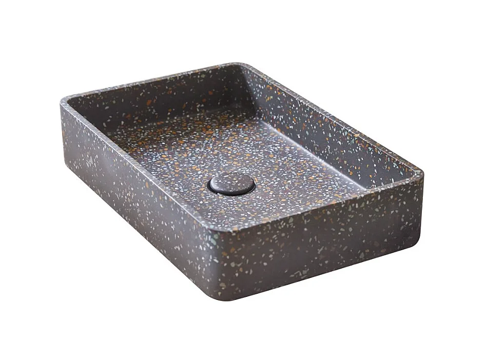 Waschbecken Aufsatzwaschbecken schwarz gesprenkelt 50