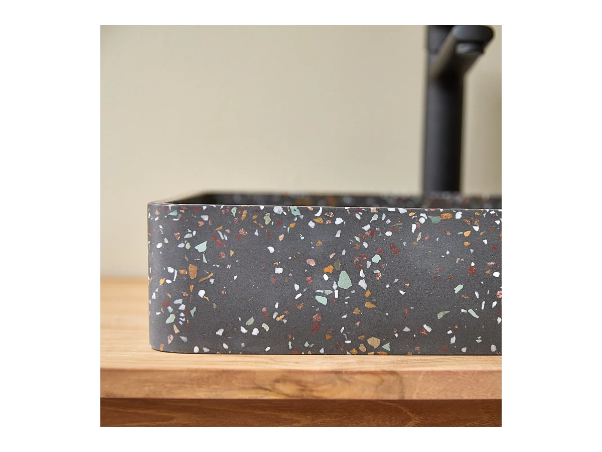 Waschbecken Aufsatzwaschbecken schwarz gesprenkelt 50