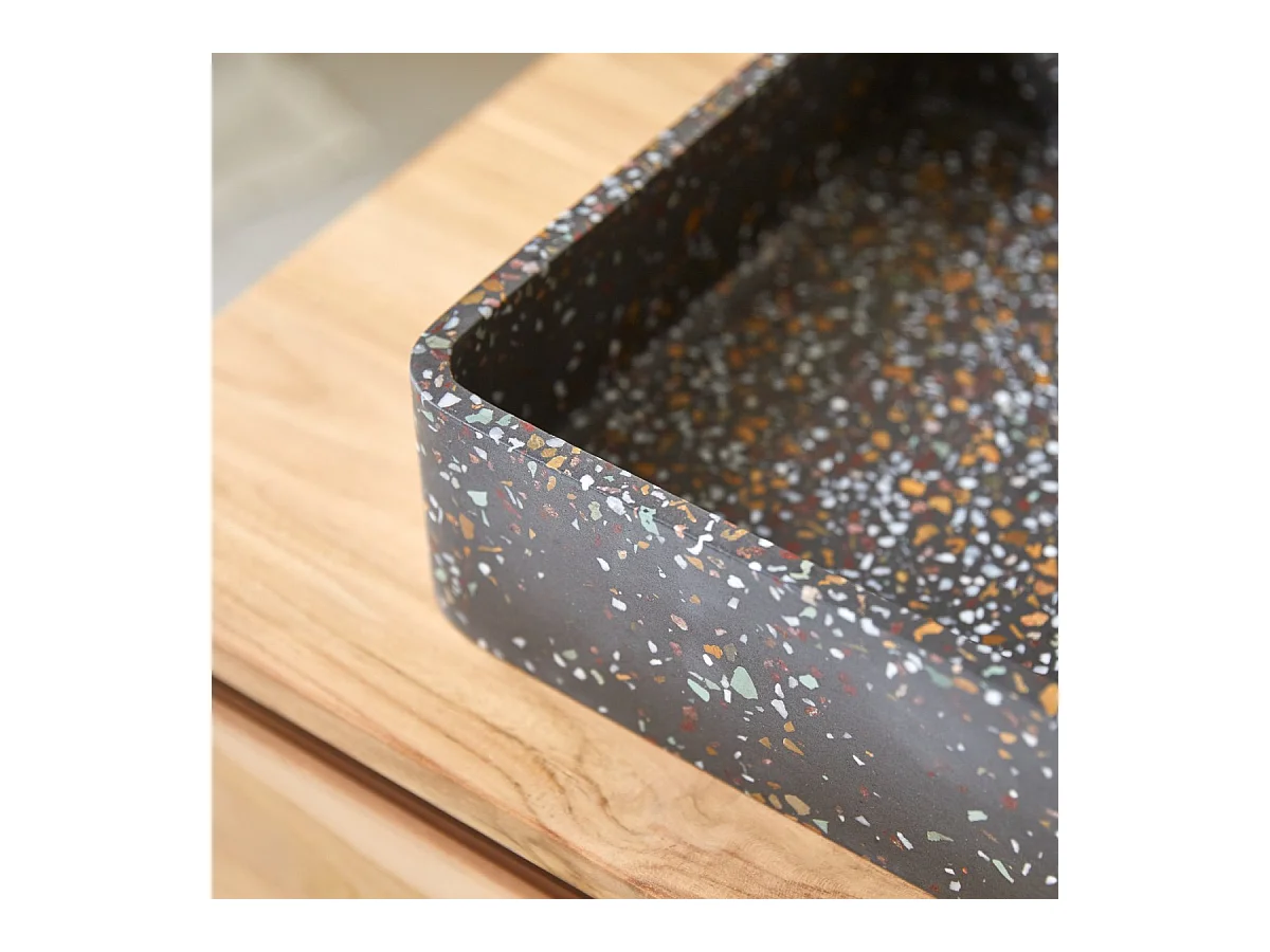 Waschbecken Aufsatzwaschbecken schwarz gesprenkelt 50