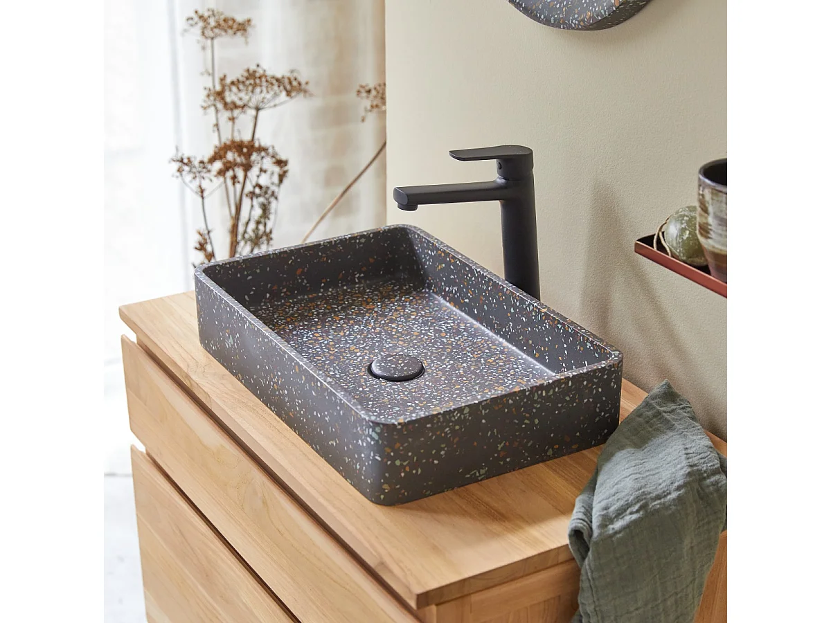 Lavabo per il bagno in battuto di terrazzo Iris confetti 50