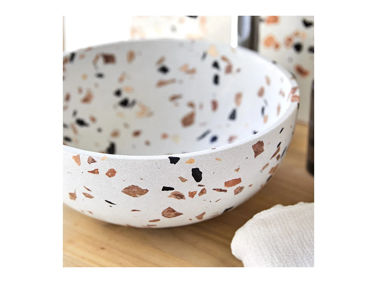 Waschbecken Elea aus Premium-Terrazzo Brown