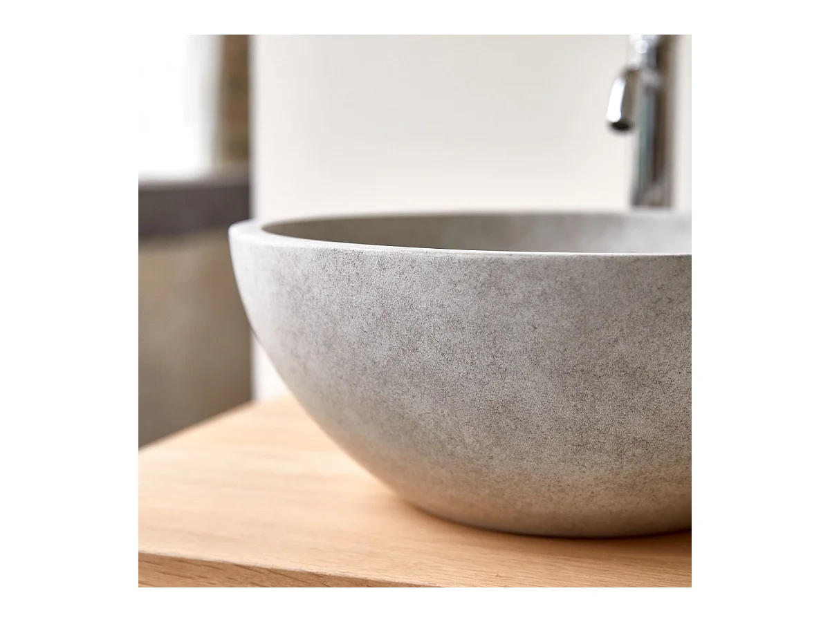 Rundes Waschbecken Gina aus grauem Beton