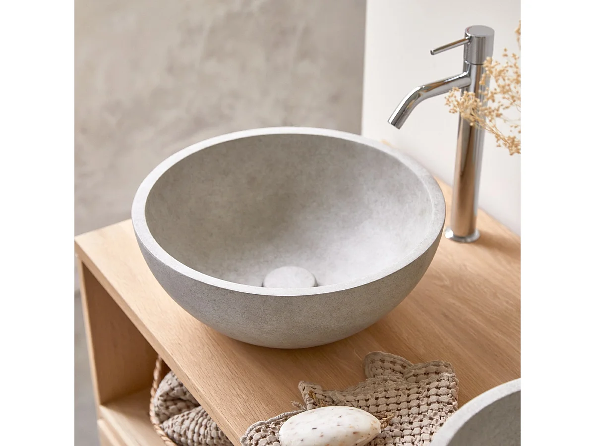 Rundes Waschbecken Gina aus grauem Beton