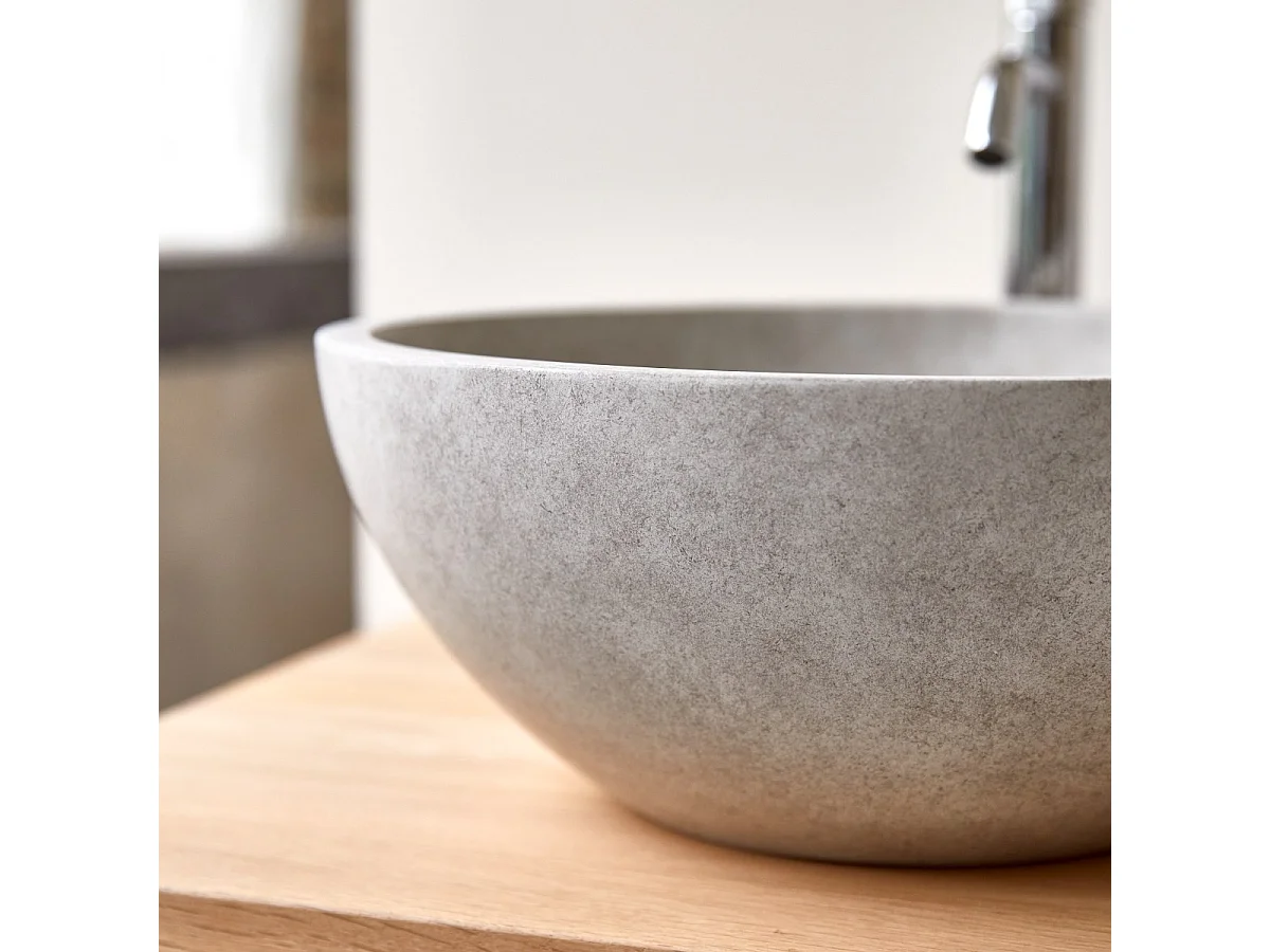 Rundes Waschbecken Gina aus grauem Beton