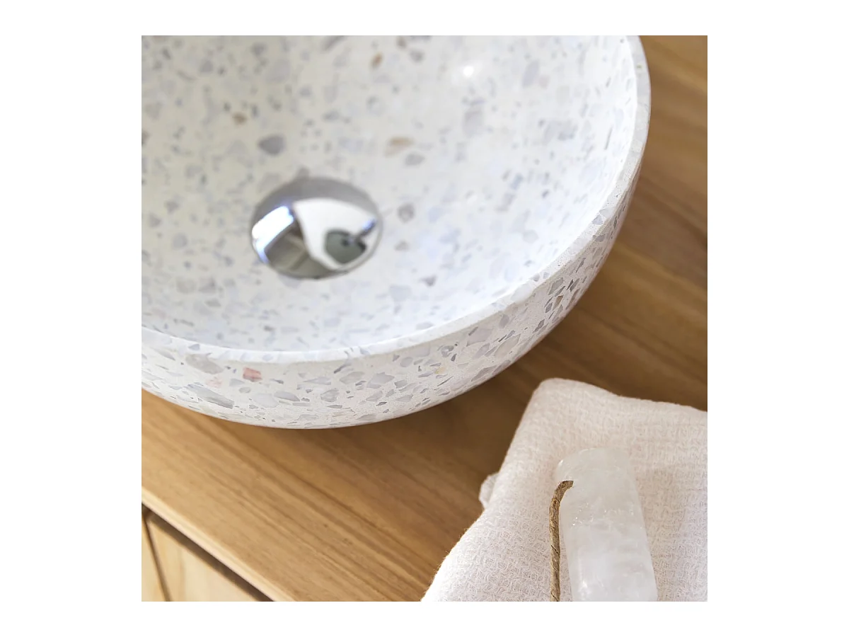 Rundes Waschbecken Elea aus Premium-Terrazzo in Moon