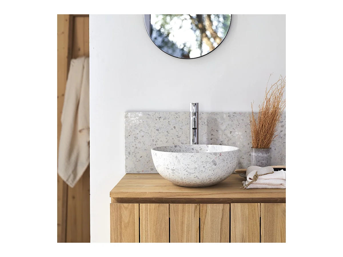 Rundes Waschbecken Elea aus Premium-Terrazzo in Moon