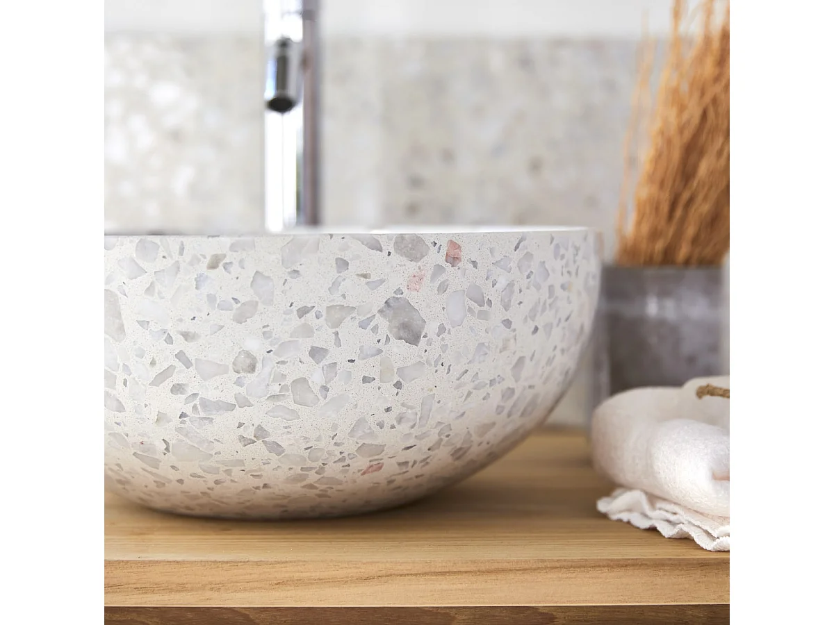 Lavabo in battuto di terrazzo premium moon Elea