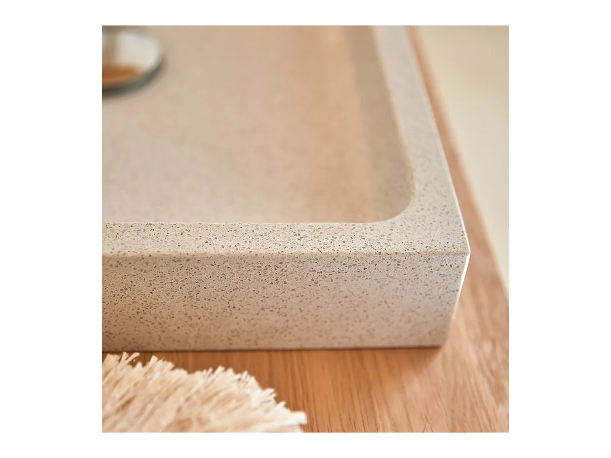 Quadratisches Waschbecken Timon aus Premium-Terrazzo White