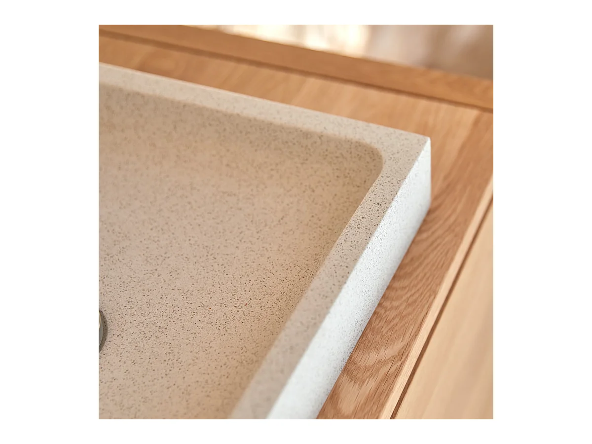 Quadratisches Waschbecken Timon aus Premium-Terrazzo White