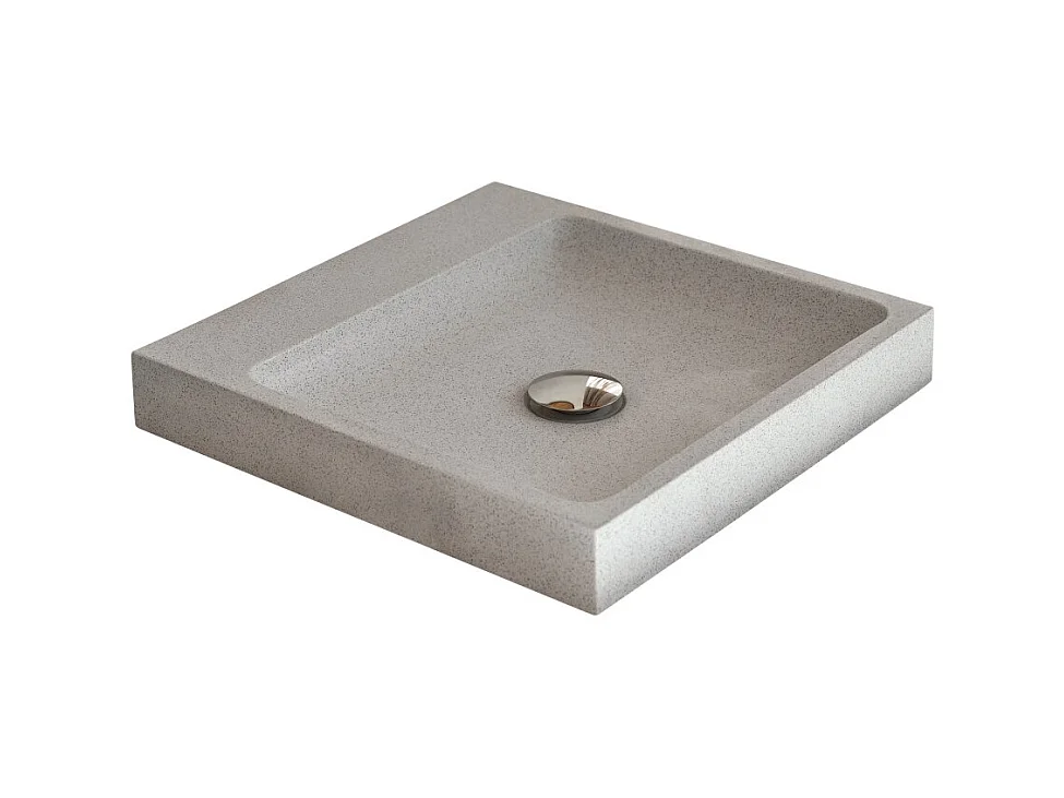 Quadratisches Waschbecken Timon aus Premium-Terrazzo White