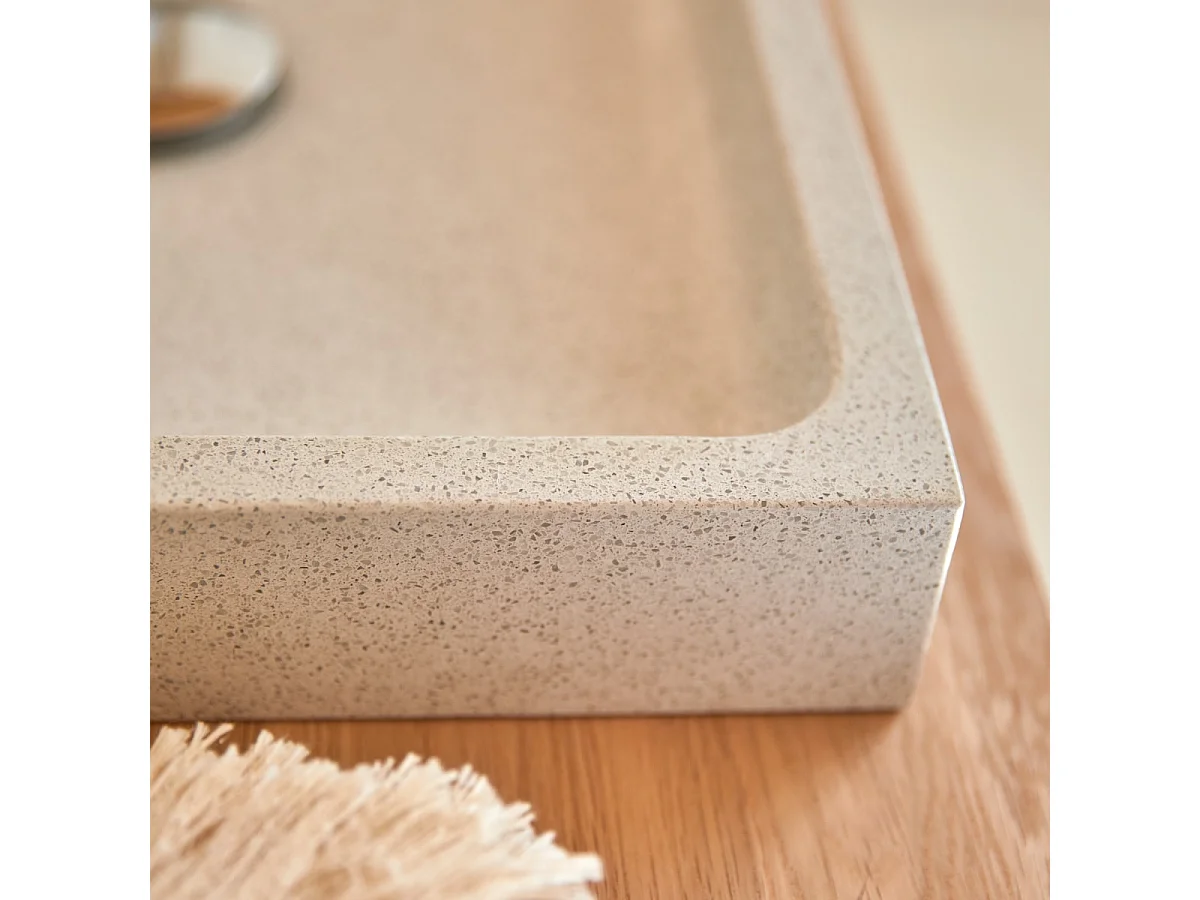 Quadratisches Waschbecken Timon aus Premium-Terrazzo White
